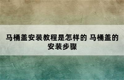 马桶盖安装教程是怎样的 马桶盖的安装步骤